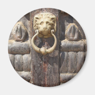 Ancient Door with Lion Knocker Magnet