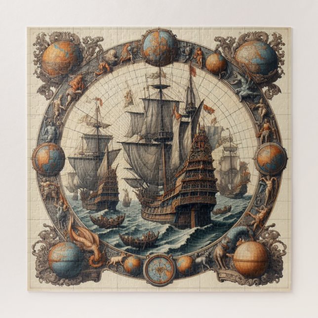 Ancient Dutch (Netherlands) Sailing Ships 3 Jigsaw Puzzle (Vertical)