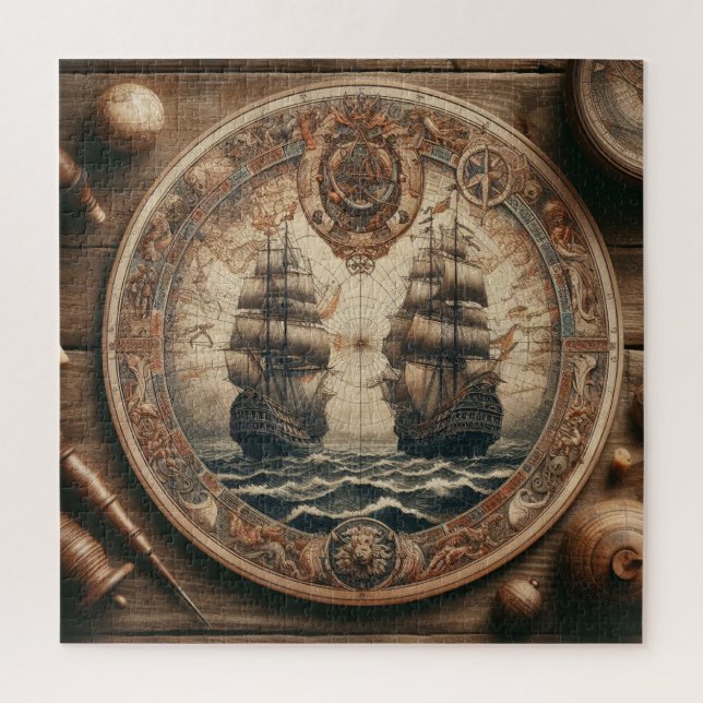 Ancient Dutch (Netherlands) Saling Ships Jigsaw Puzzle (Vertical)