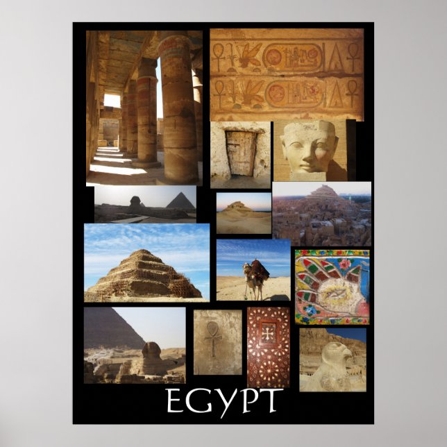 Ancient Egypt Archeology Pyramids Statues Poster (Front)