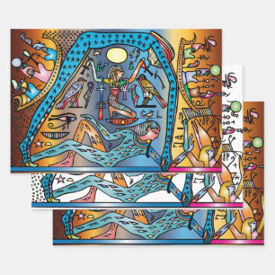 Ancient Egypt Art God Geb Supports Nut in Heaven Wrapping Paper Sheet