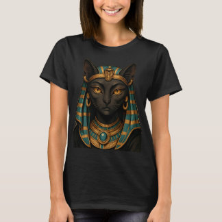 Ancient Egypt Bastet Sacred Feline Gold Art T-Shirt