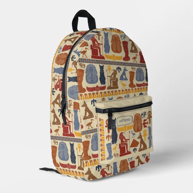 Ancient Egypt Egyptian Graphics Collage Printed Backpack (Back Corner Left)