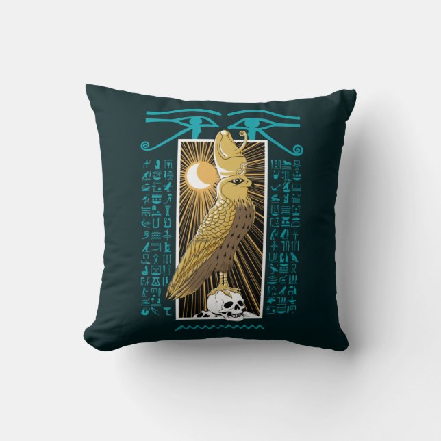 Ancient Egypt Falcon God Horus Throw Pillow (Front)