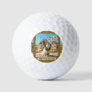 Ancient Egypt Funny Royal Pharaoh White Cat  Golf Balls