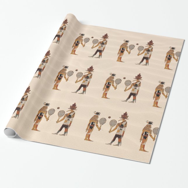 Ancient Egypt Gods Tennis Funny Wrapping Paper (Unrolled)
