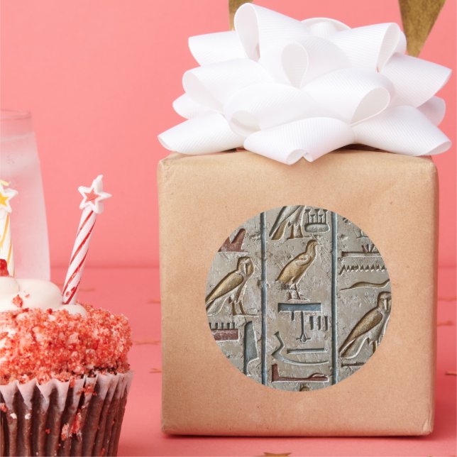 Ancient Egypt Hieroglyphic Engraving Pharoah pGift Classic Round Sticker (Party)