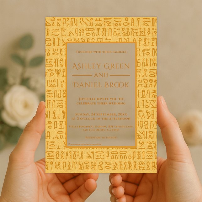Ancient Egypt Hieroglyphic Motifs Egyptian Wedding Acrylic Invitations (Creator Uploaded)