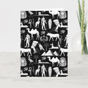 Ancient Egypt Hieroglyphic Symbol Pattern Card