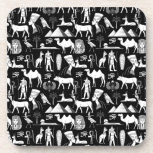 Ancient Egypt Hieroglyphic Symbol Pattern Coaster