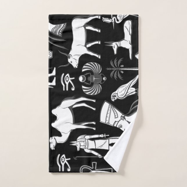 Ancient Egypt Hieroglyphic Symbol Pattern   Hand Towel (Hand Towel)