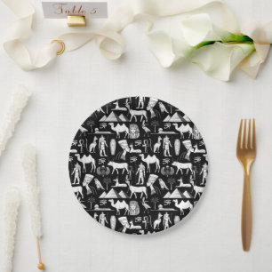 Ancient Egypt Hieroglyphic Symbol Pattern        Paper Plate