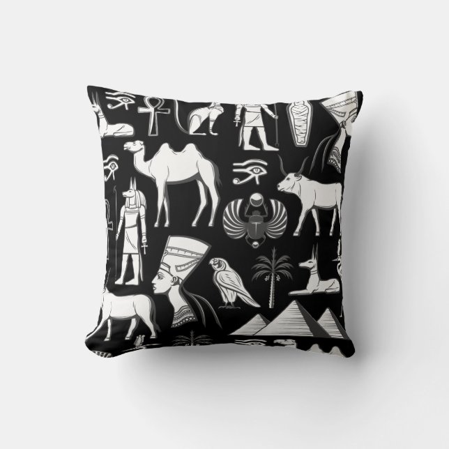 Ancient Egypt Hieroglyphic Symbol Pattern   Throw Pillow (Front)