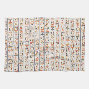 ancient egypt hieroglyphs pattern background histo kitchen towel
