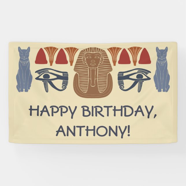 Ancient Egypt King Tut Themed Custom Party Banner (Horizontal)