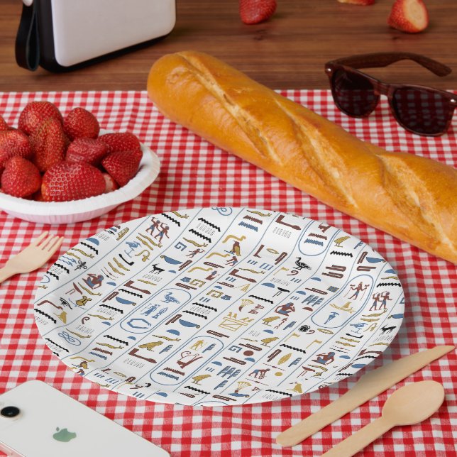 Ancient Egypt Pharaoh Hieroglyphs Paper Plate (Picnic)