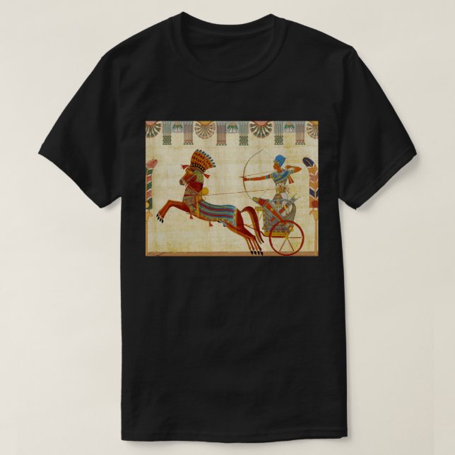 Ancient Egypt Pharaoh Ramesses II Horses papyrus T-Shirt (Design Front)