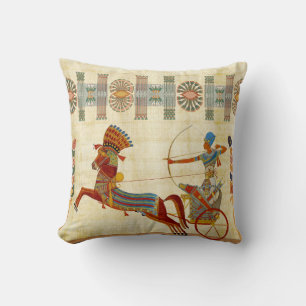 Ancient Egypt Pharaoh Ramesses II Horses papyrus Throw Pillow