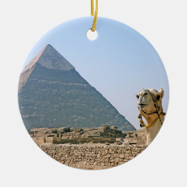 Ancient Egypt: Pyramid and Camel Ceramic Ornament (Front)