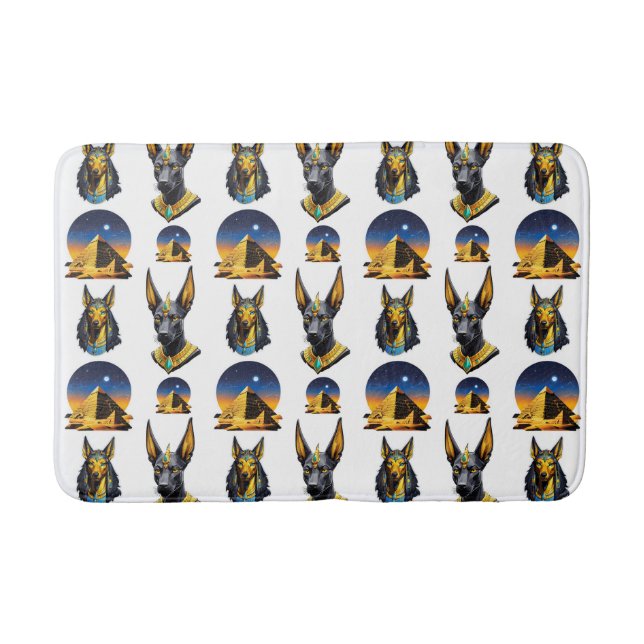 Ancient Egypt Pyramid Anubis Pattern Design  Bath Mat (Front)