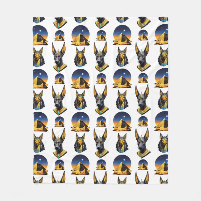 Ancient Egypt Pyramid Anubis Pattern Design  Fleece Blanket (Front)