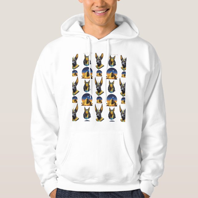 Ancient Egypt Pyramid Anubis Pattern Design  Hoodie (Front)