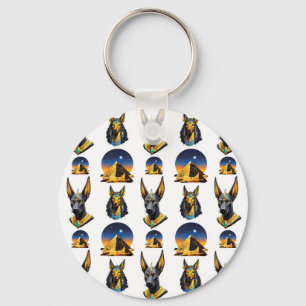 Ancient Egypt Pyramid Anubis Pattern Design Keychain