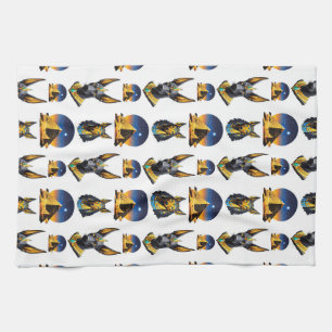 Ancient Egypt Pyramid Anubis Pattern Design Kitchen Towel