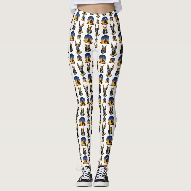 Ancient Egypt Pyramid Anubis Pattern Design  Leggings (Front)