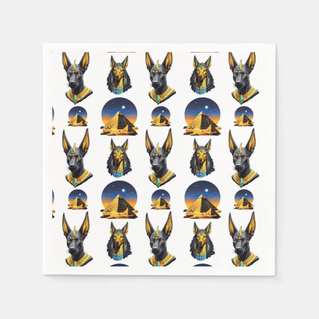 Ancient Egypt Pyramid Anubis Pattern Design  Napkin (Front)