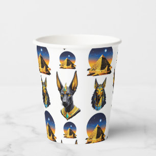 Ancient Egypt Pyramid Anubis Pattern Design Paper Cups