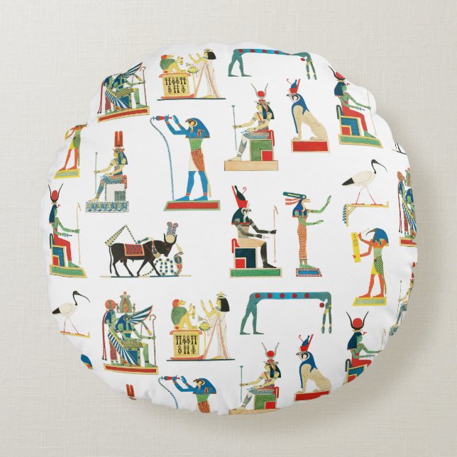 Ancient Egypt Vintage Egyptian Pattern  Round Pillow (Front)
