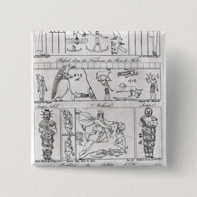 Ancient Egyptian and Persian 2 Inch Square Button (Front)
