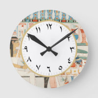 Ancient Egyptian Art Clock with Arabic Numbers