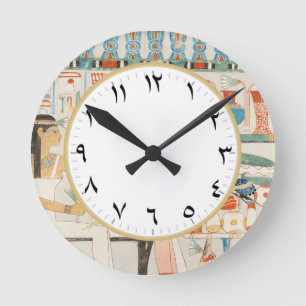 Ancient Egyptian Art Clock with Arabic Numbers