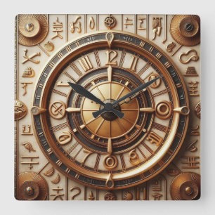 Ancient Egyptian Background Art 06 Square Wall Clock
