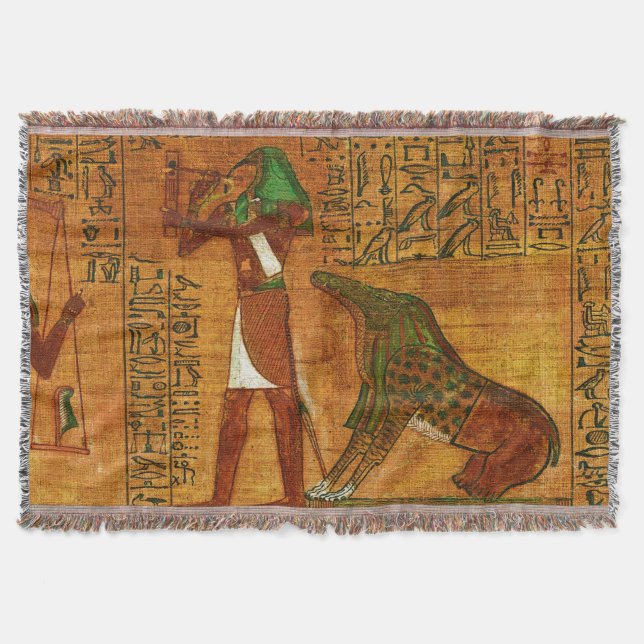 Ancient Egyptian Book of the Dead Throw Blanket (Front)