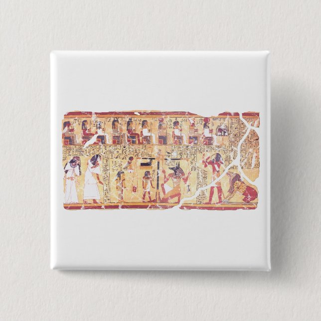 Ancient Egyptian Book of the Dead Weighing the Hea 2 Inch Square Button (Front)