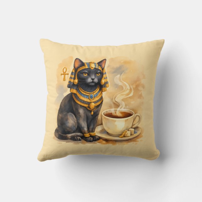 Ancient Egyptian Cat Bastet Inspired Decor Throw Pillow (Back)