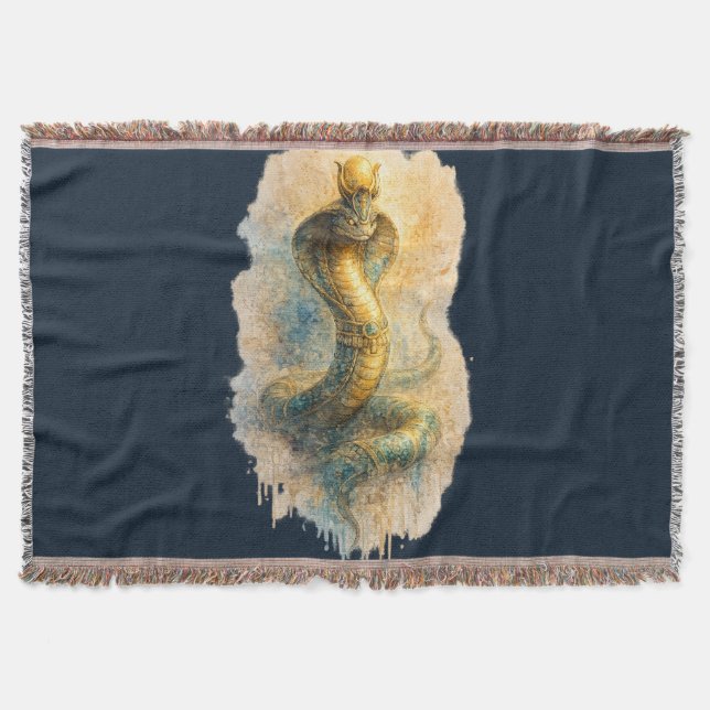 Ancient Egyptian Cobra Golden Uraeus Mythology Throw Blanket (Front)