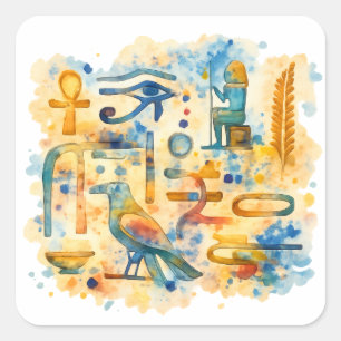 Ancient Egyptian Eye of Horus & Pharaoh symbols Square Sticker