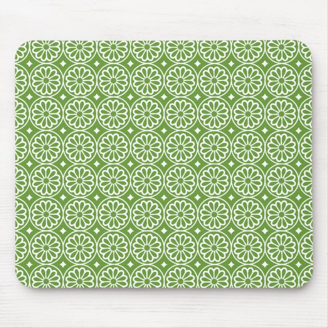 Ancient Egyptian Flowers - Avocado Green Mouse Pad (Front)
