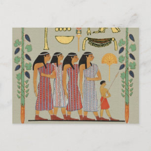 ancient egyptian giant decorated colourful paintin postcard