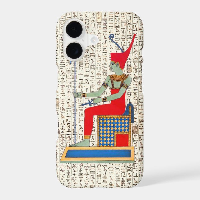 Ancient Egyptian God and Hieroglyphics iPhone Case (Back)