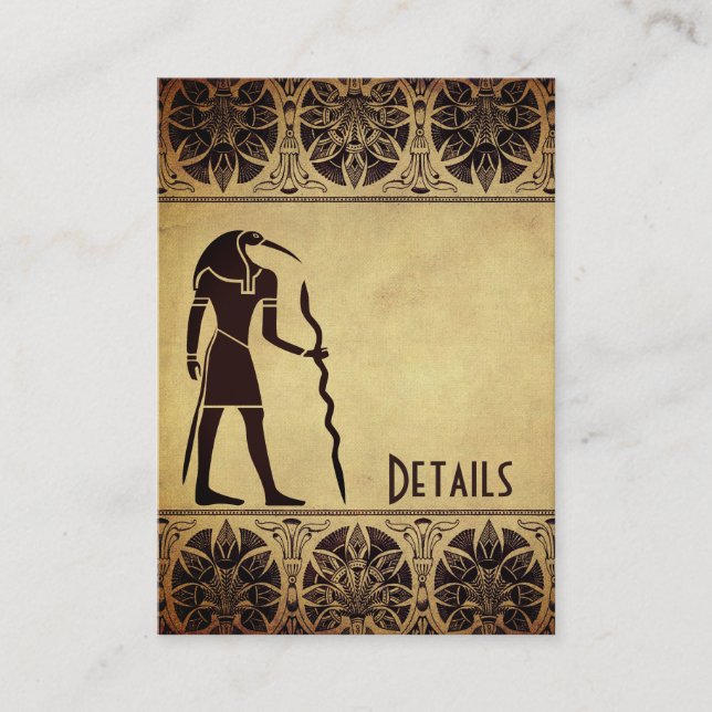 Ancient Egyptian God Thoth, Quill and Ink Wedding Enclosure Card (Front)