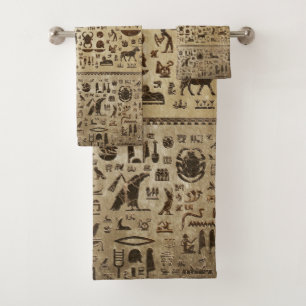 Ancient Egyptian Gods and hieroglyphs Bath Towel Set