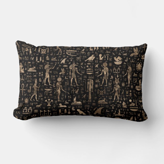 Ancient Egyptian Gods and hieroglyphs Lumbar Pillow (Front)