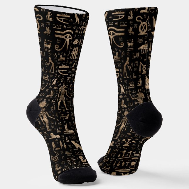 Ancient Egyptian Gods and hieroglyphs  Socks (Angled)