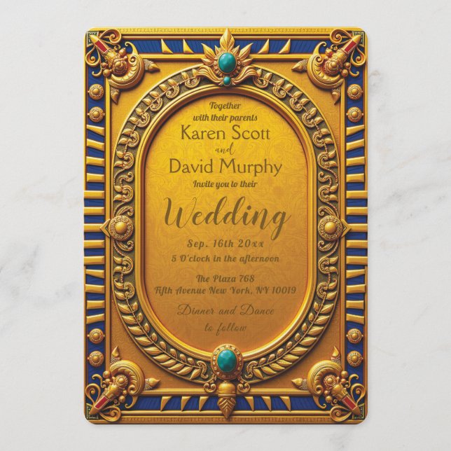 Ancient Egyptian Gold Wedding Invitation (Front)