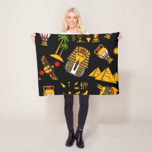 Ancient Egyptian Hieroglyphic Pattern Background Fleece Blanket